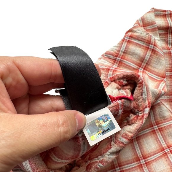 North Face Mens XL Red Plaid Check 100% Cotton Short Sleeve Button Up Shirt - Picture 9 of 12